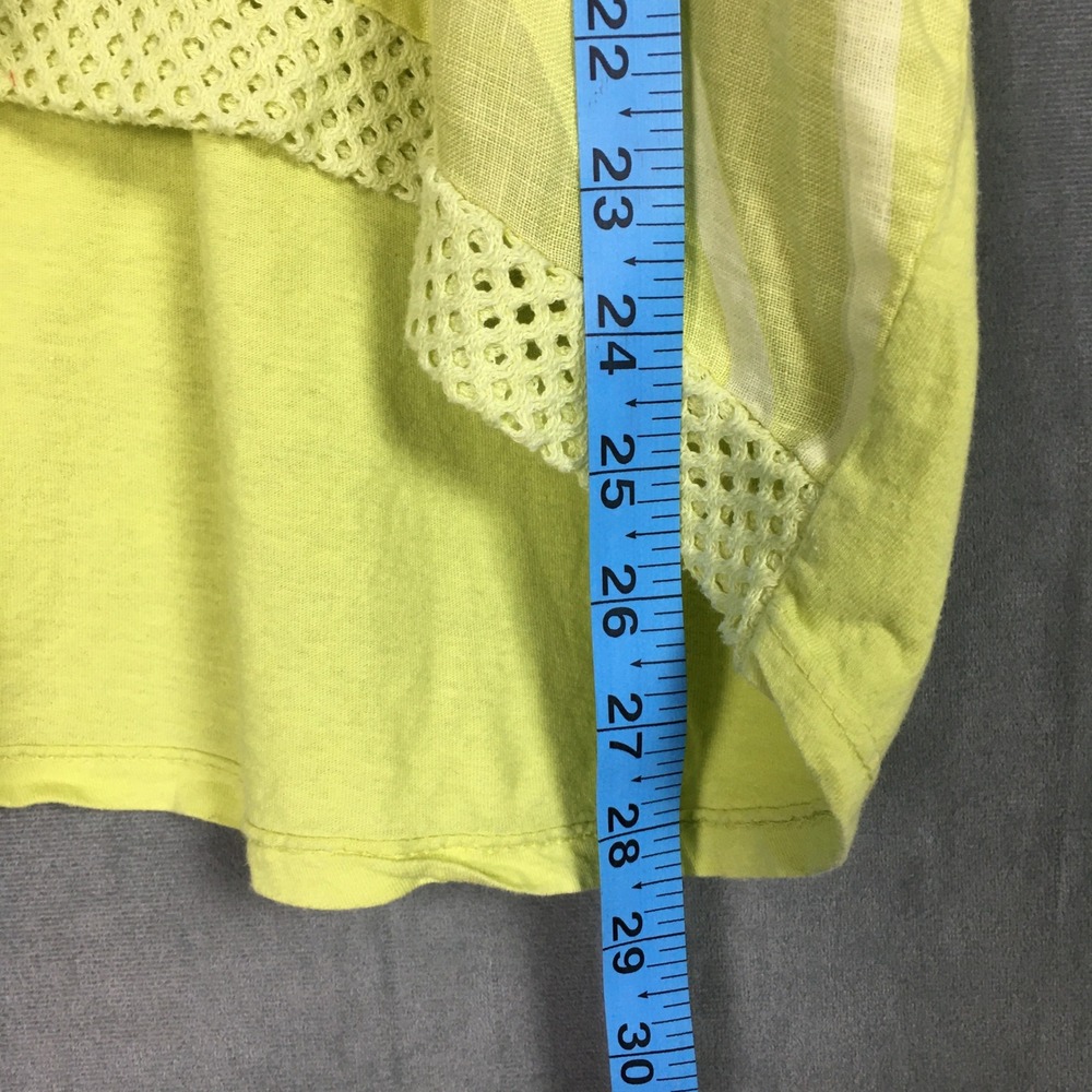 Bella Amore Italy Yellow Green Abstract Top One Size Mesh Oversized Blouse Boxy - Picture 4 of 16